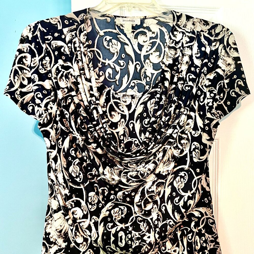 Beautiful Navy Blue and Silver Top - size L